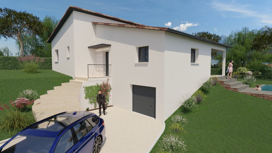 Maison contemporaine de 110 m² avec sous-sol et terrasse couverte