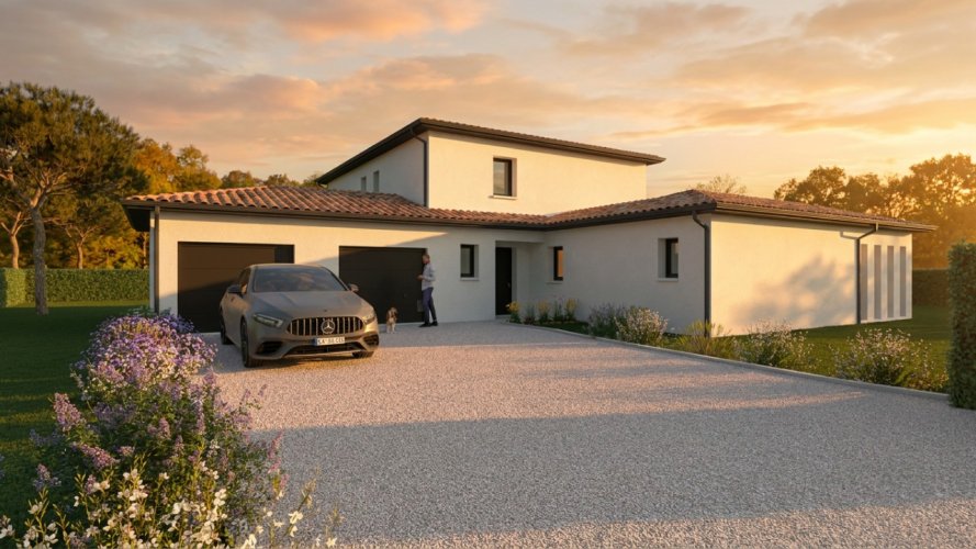 Maison contemporaine à étage avec suite parentale et patio couvert