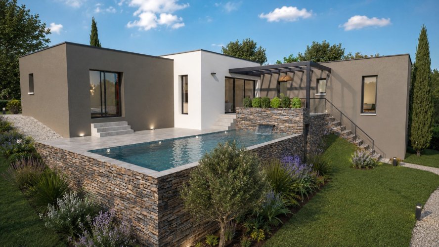 Maison contemporaine avec terrasse panoramique