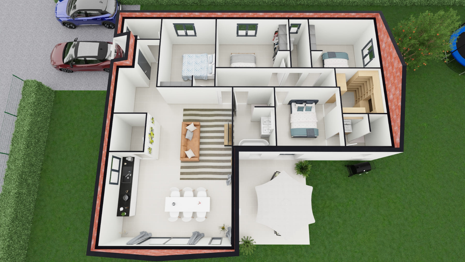 Maison contemporaine familiale avec suite parentale et terrasse