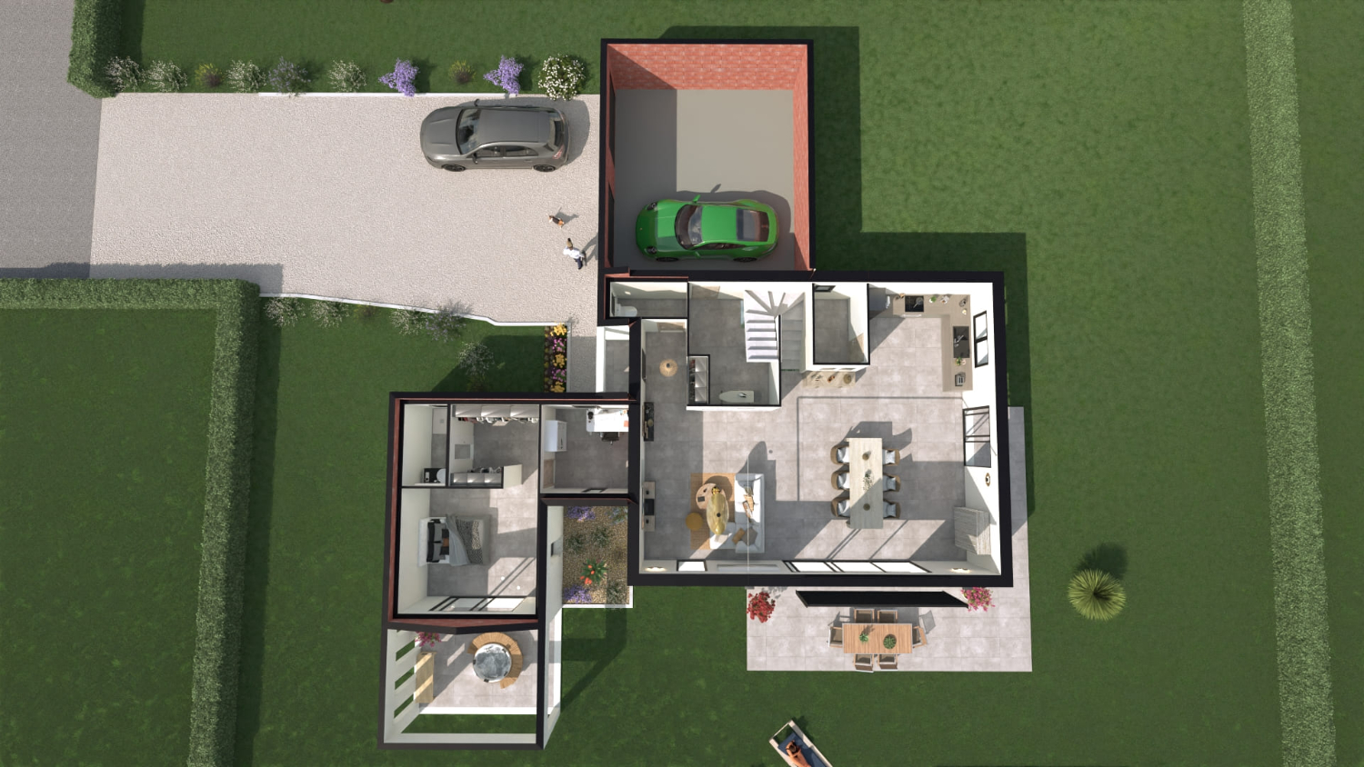Maison contemporaine à étage avec suite parentale et patio couvert