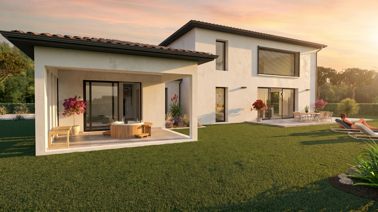 Maison contemporaine à étage avec suite parentale et patio couvert
