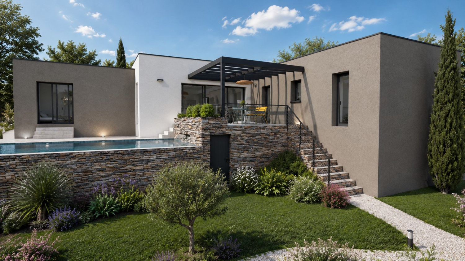 Maison contemporaine avec terrasse panoramique
