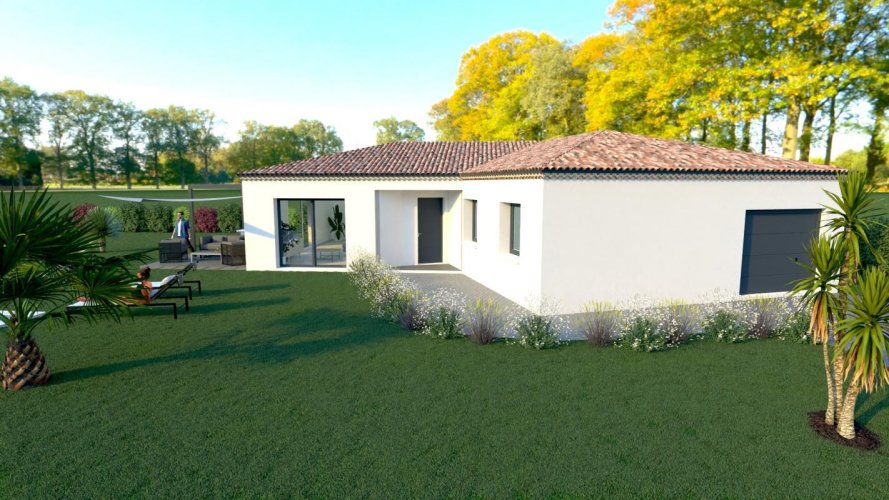 Maison Plain-Pied en V + Terrain CHAROLS (26450)